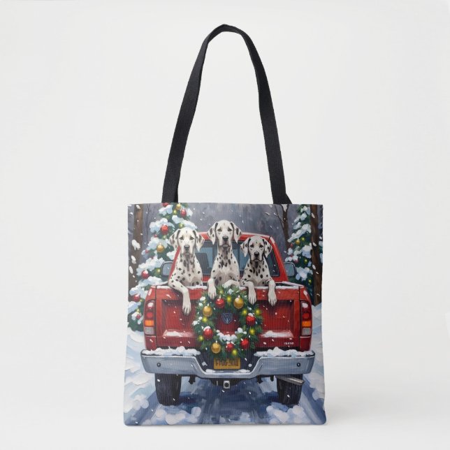 Dalmatian Christmas Red Truck Holiday Tygkasse (Framsida)