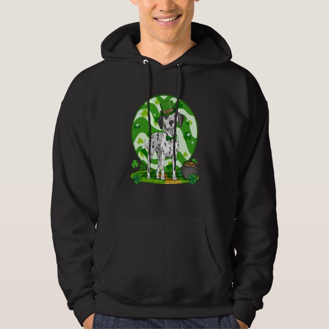 Dalmatian Cute Leprechaun Dog St Patricks Day Hoodie (Framsida)