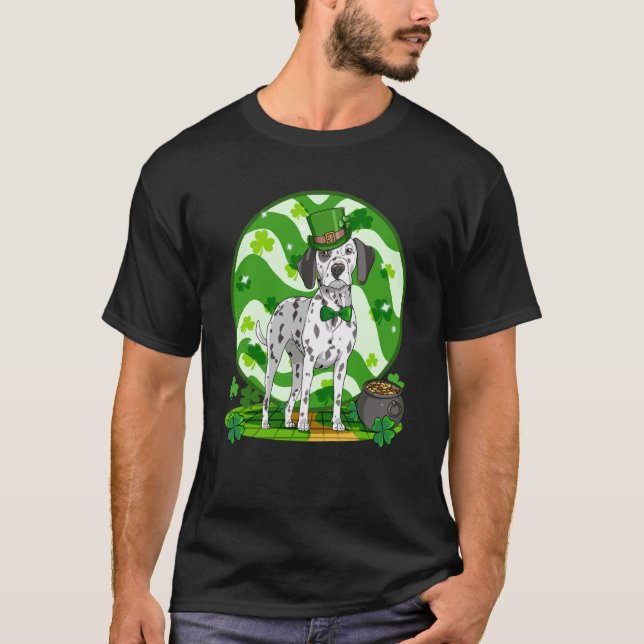 Dalmatian Cute Leprechaun Dog St Patricks Day T Shirt (Framsida)