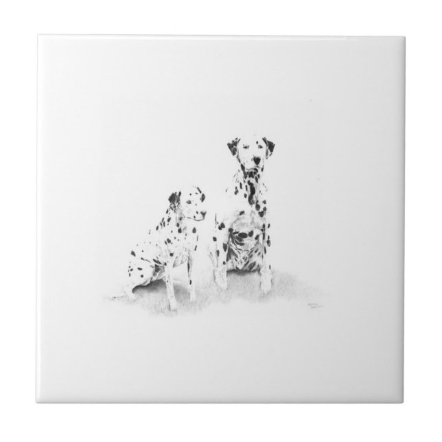 Dalmatian det keramiska hundporträtt belägger med kakelplatta (Framsidan)
