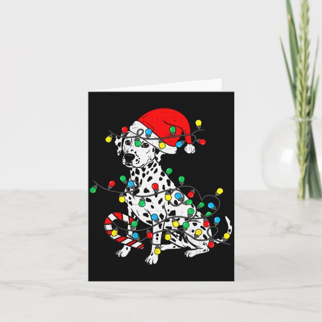 Dalmatian Dog Christmas Lights Santa Xmas Pet Dog  Kort (Framsida)