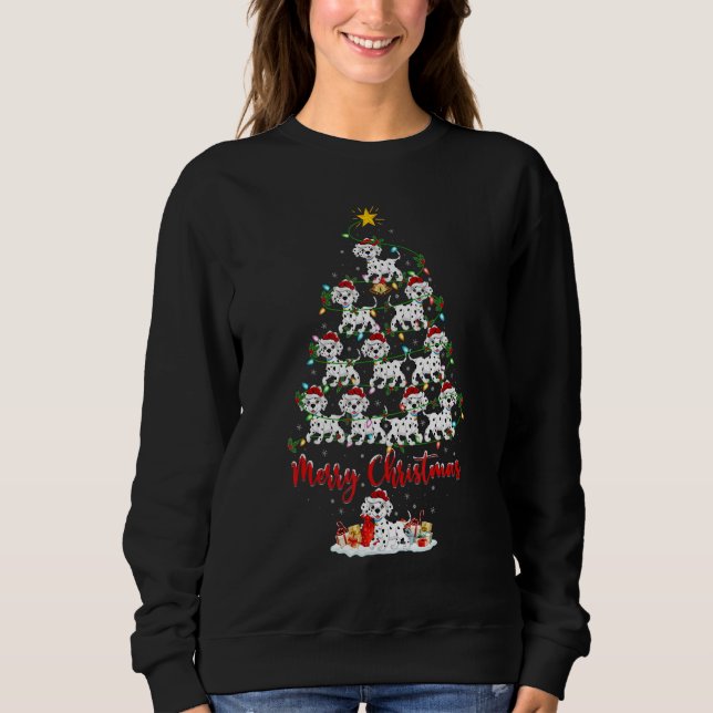 Dalmatian Dog Christmas Tree Lights  Dalmatian Xma T Shirt (Framsida)