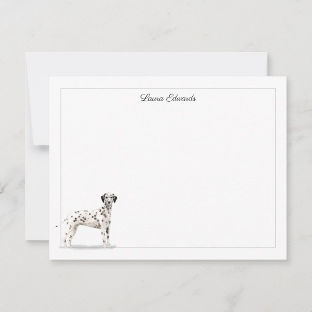 Dalmatian Dog Gray Border Personalized Anteckningskort (Framsida)