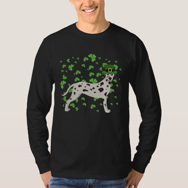 Dalmatian Dog Leprechaun Shamrock St Patricks Day T Shirt (Framsida)