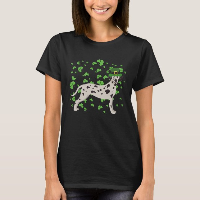 Dalmatian Dog Leprechaun Shamrock St Patricks Day T Shirt (Framsida)