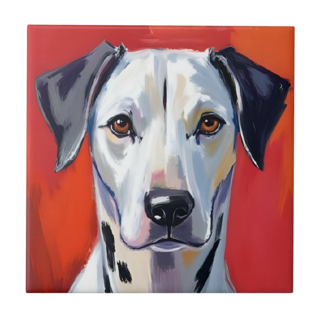 Dalmatian | Dog Painting Pet Watercolor Kakelplatta (Framsidan)