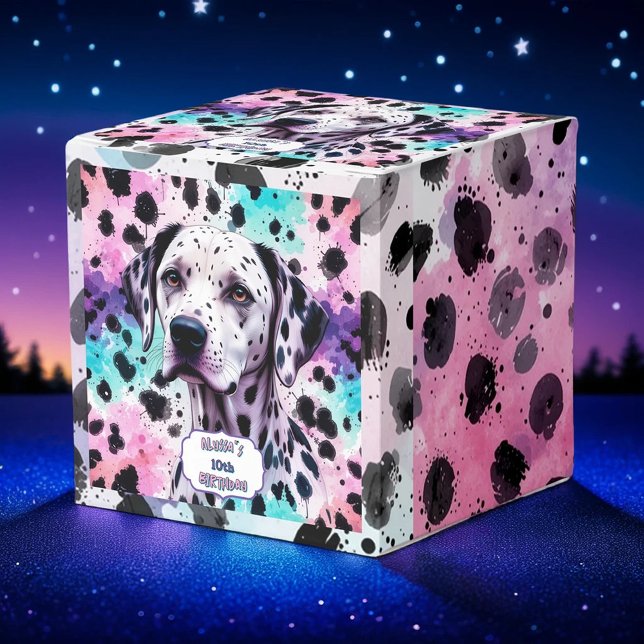 Dalmatian Dog Pink Purple Turquoise Birthday Presentaskar (Skapare uppladdad)