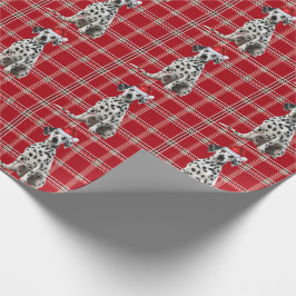 Dalmatian Dog Red Holiday Plaid Christmas Presentpapper