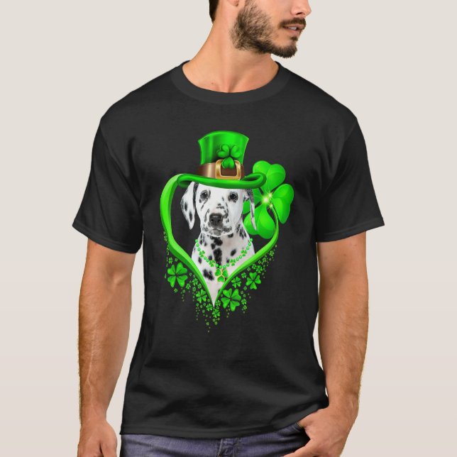 Dalmatian Dog St Patricks Day Lover Irish Shamrock T Shirt (Framsida)