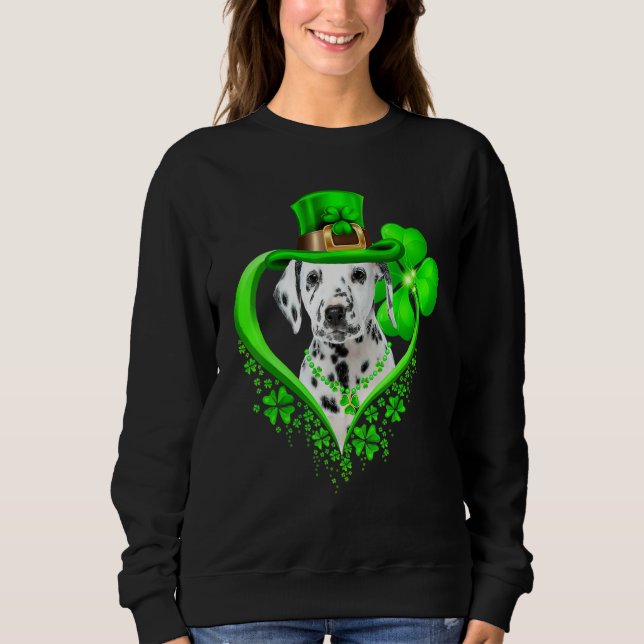 Dalmatian Dog St Patricks Day Lover Irish Shamrock T Shirt (Framsida)