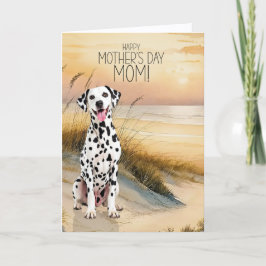 Dalmatian Dog Sunset Beach Mother's Day Helgkort