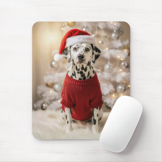Dalmatian Dog Wearing a Red Christmas Sweater Musmatta (Med mus)