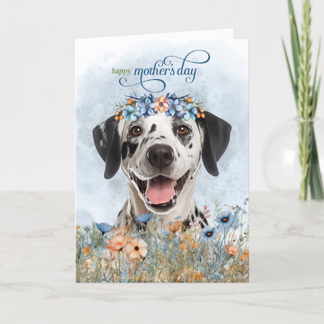 Dalmatian Dog Wildflowers Mother's Day Helgkort (Framsida)