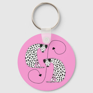 Dalmatian dogs  Metal Circle Keychain Nyckelring