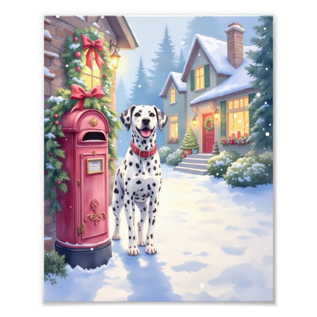 Dalmatian Festive Mailbox Christmas Art Fototryck (Framsidan)