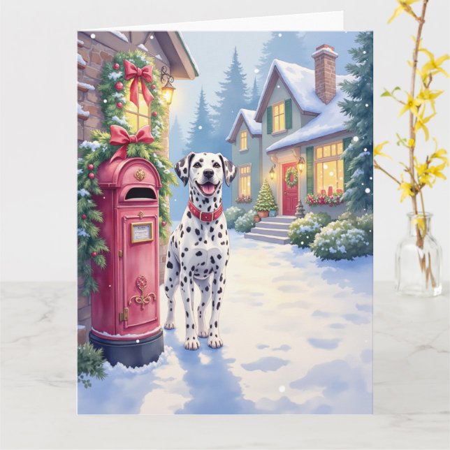 Dalmatian Festive Mailbox Christmas Art Kort (Gul blomma)