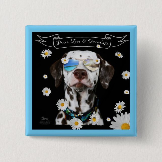 Dalmatian för fredkärlekchoklad knapp (Framsida)