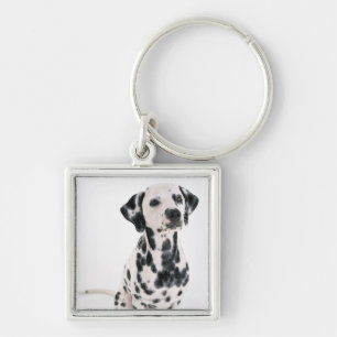 Dalmatian Fyrkantig Silverfärgad Nyckelring