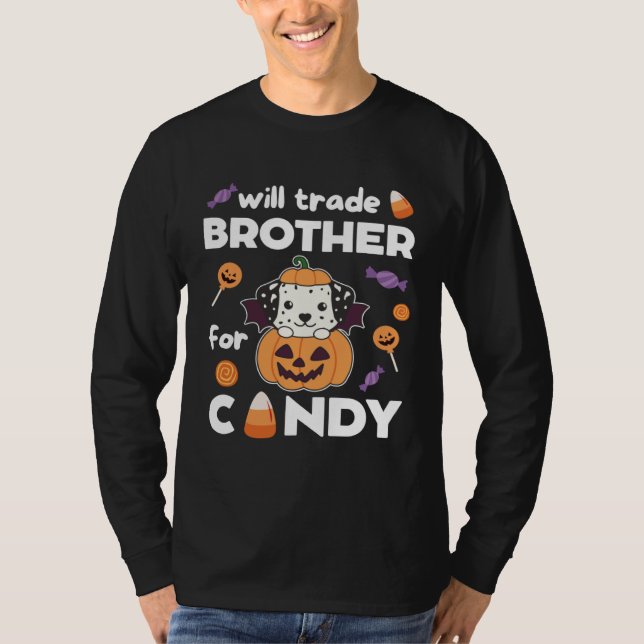 Dalmatian Halloween Pumpkin Dogs Swap Brother For  T Shirt (Framsida)