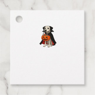 Dalmatian Halloween Vampire Dog with Pumpkin Baske Gåvor Etiketter