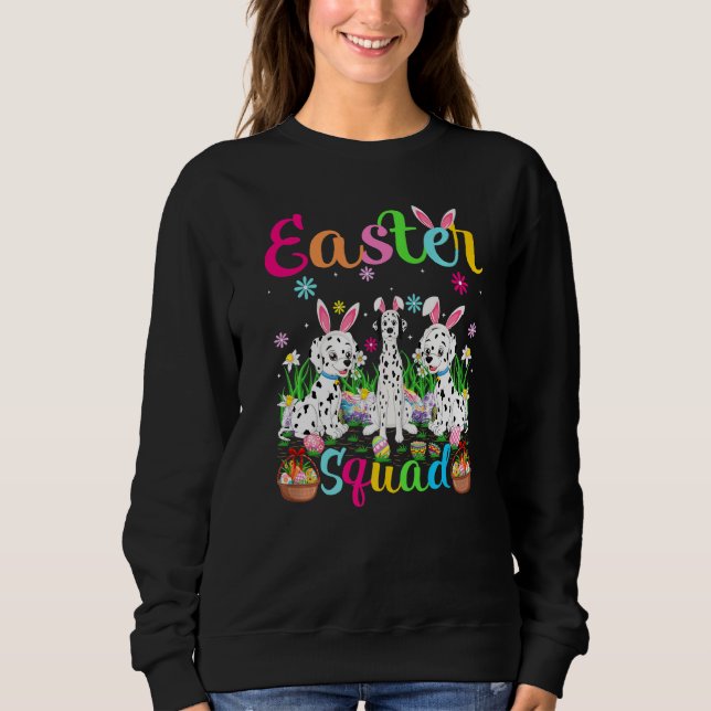 Dalmatian Hund Bunny Ear Påsk Squad Dalmatian Hap T Shirt (Framsida)