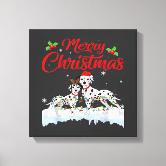 Dalmatian Hund Julbelysning Tomtehatt Jul Hund  Canvastryck
