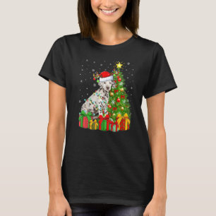 Dalmatian Hund Lighting Julafton Träd Santa Dalmat T Shirt