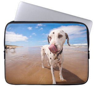 Dalmatian hund på strand laptop sleeve