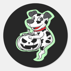 Dalmatian Hund Pumpa Latmask Halloween Kostym Söt Runt Klistermärke