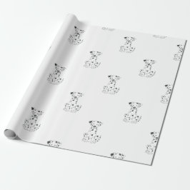 Dalmatian hund som slår in pappra gåvor presentpapper