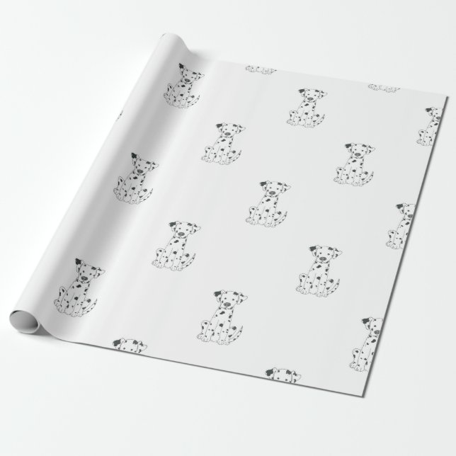 Dalmatian hund som slår in pappra gåvor presentpapper (Utrullad)