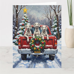 Dalmatian Jul Röd Lastbil Holiday Kort