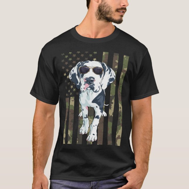 Dalmatian Men Women Dalmation Dad Mom Camo USA Fla T Shirt (Framsida)