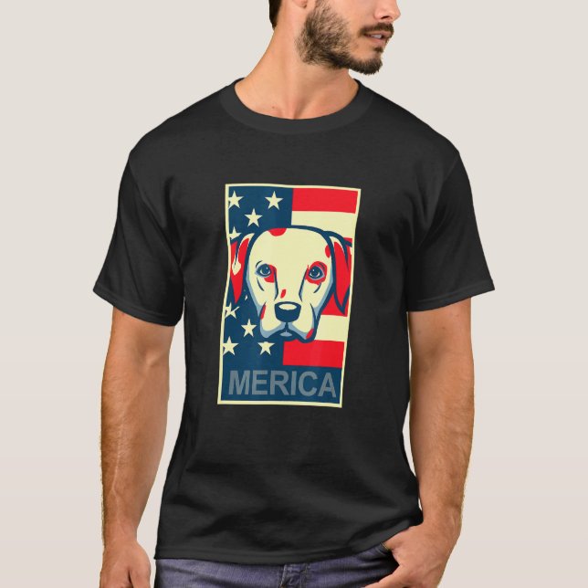Dalmatian Merica 4:e Juli Hund Valp T-Shirt (Framsida)