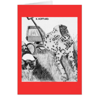 Dalmatian och kattunge hälsningskort