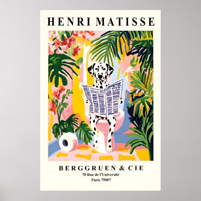 Dalmatian On a Toilet - Funny Matisse Print for Poster (Framsidan)