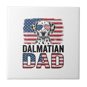 Dalmatian Pappa Patriotisk Vintage Hund T-Shirt De Kakelplatta