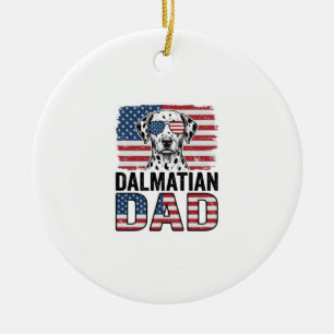 Dalmatian Pappa Patriotisk Vintage Hund Tröja Desi Julgransprydnad Keramik