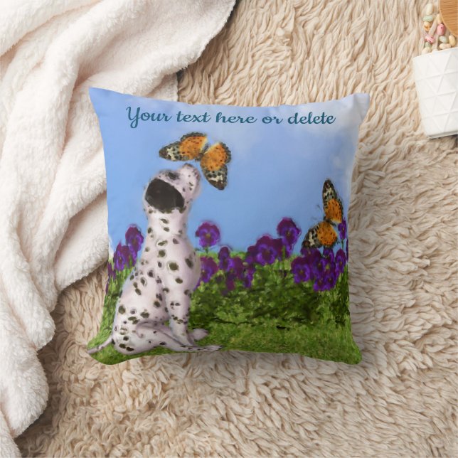 Dalmatian Puppy Butterflies Dog Art Personalized  Kudde (Filt)