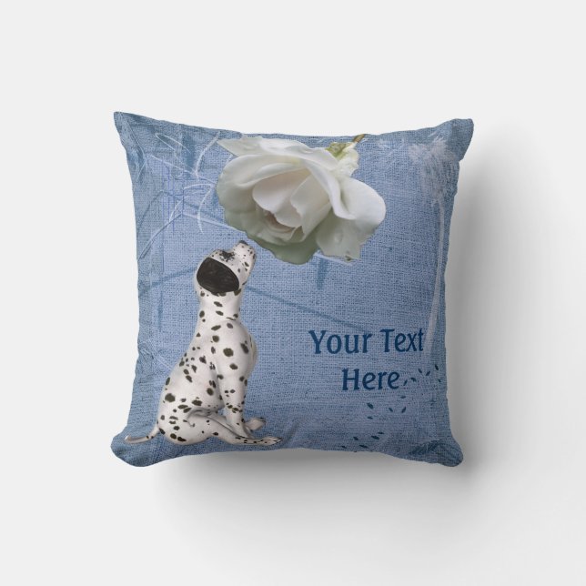 Dalmatian Puppy Vit ros Animal Kudde (Framsida)
