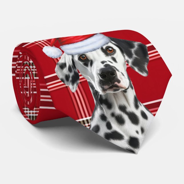 Dalmatian Santa Hund Röd Holiday Rutig Jul Slips (Rullad)