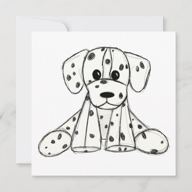 Dalmatian stoppad hund ritning kontur enkel svart (Framsida)