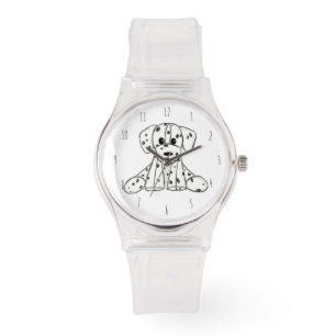 Dalmatian stoppad hund ritning kontur enkel svart armbandsur