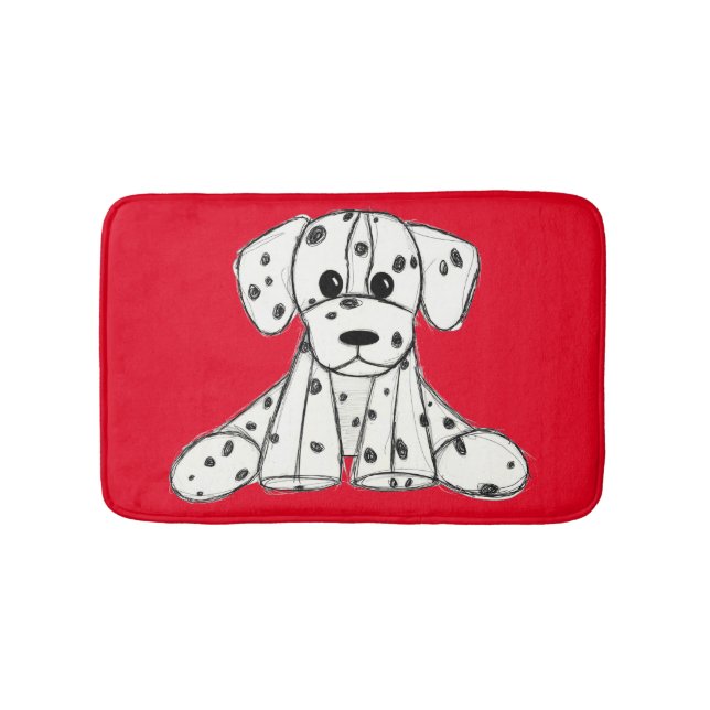 Dalmatian stoppad hund ritning kontur enkel svart badrumsmatta (Framsidan)