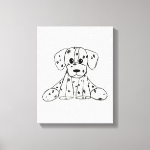 Dalmatian stoppad hund ritning kontur enkel svart canvastryck