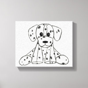 Dalmatian stoppad hund ritning kontur enkel svart canvastryck