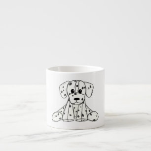 Dalmatian stoppad hund ritning kontur enkel svart espressomugg
