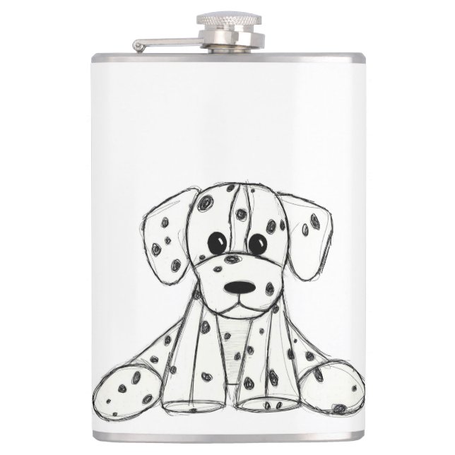Dalmatian stoppad hund ritning kontur enkel svart fickplunta (Framsidan)
