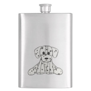 Dalmatian stoppad hund ritning kontur enkel svart fickplunta