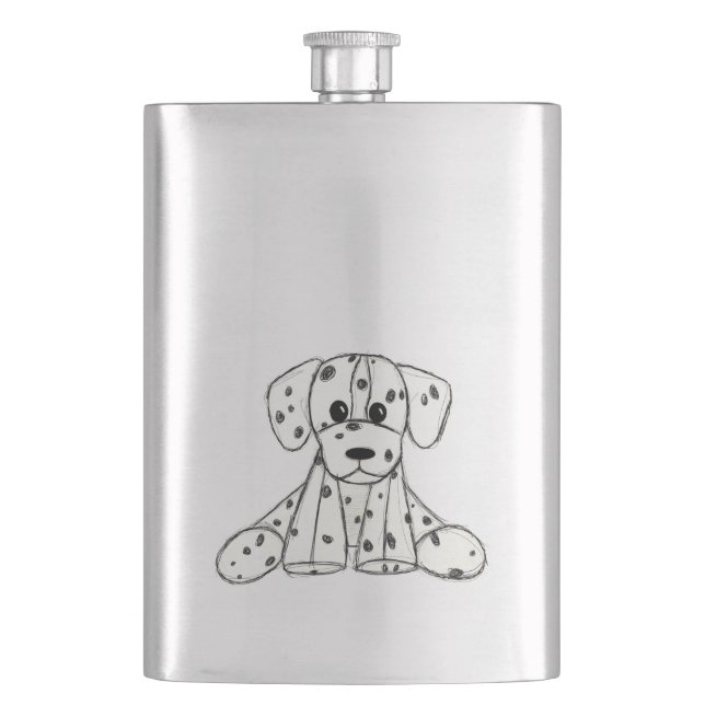 Dalmatian stoppad hund ritning kontur enkel svart fickplunta (Framsidan)